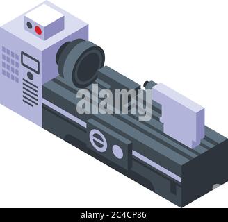 Electric lathe icon, isometric style Stock Vector