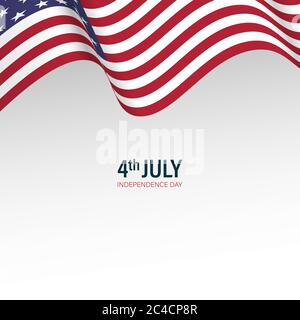 Vector illustration 4th of July greeting card with ribbon in background in United States national flag colors and empty space for marketting Happy Ind Stock Vector