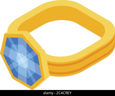 Gold jewel ring icon, isometric style Stock Vector