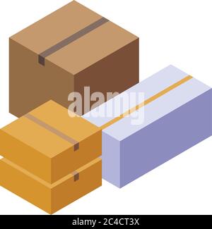 Parcel boxes icon, isometric style Stock Vector