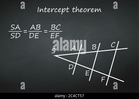 Intercept theorem on chalkboard vector Stock Vector