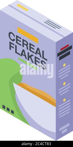 Cereal flakes box icon, isometric style Stock Vector