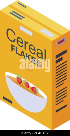 Cereal flakes pack icon, isometric style Stock Vector