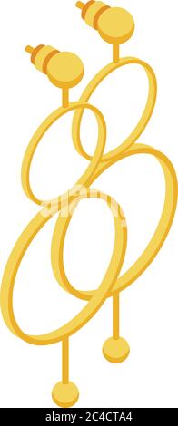 Circle gold earrings icon, isometric style Stock Vector