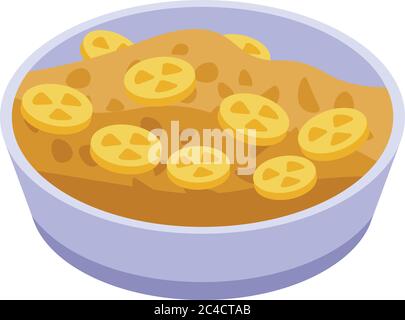 Bowl cereal flakes icon, isometric style Stock Vector