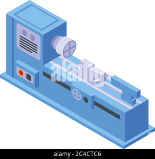 Factory lathe icon, isometric style Stock Vector