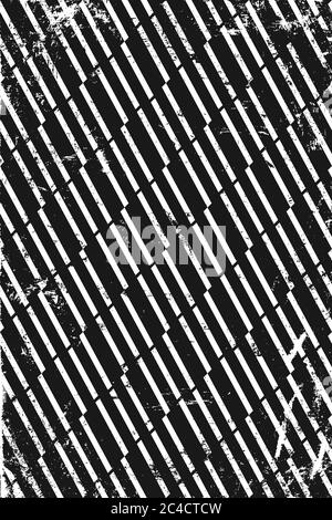 Grunge pattern with geometric stripes. Vertical black and white backdrop. Stock Vector