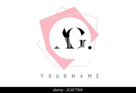 Geometric AG A G Letters with Pastel Pink Color Logo Design with Circle and Rectangular Shapes Vector Illustration. Stock Vector