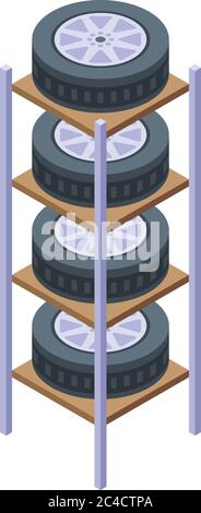 Home tires rack icon, isometric style Stock Vector