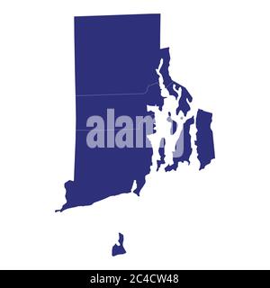 High Quality map of Rhode Island is a state of United States of America with borders of the counties Stock Vector