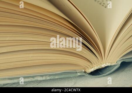 Opened book. Sheets of an open book close-up. Stock Photo