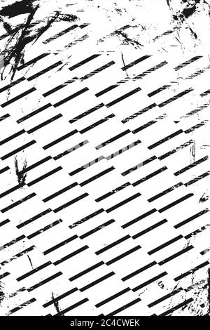 Grunge pattern with geometric stripes. Vertical black and white backdrop. Stock Vector