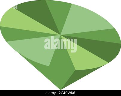 Green gemstone icon, isometric style Stock Vector