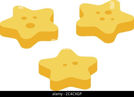 Cereal flakes stars icon, isometric style Stock Vector