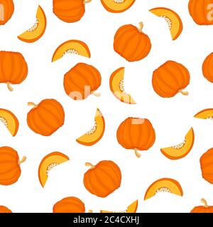 Seamless pattern with pumpkins on white background. Autumn pattern with squash. For Halloween or packaging. Thanksgiving day. Fall season.Stock vector Stock Vector