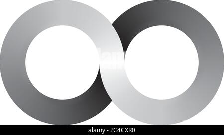 Infinity symbol icon, aka lemniscate, looks like sideways number eight. Mathematic symbol representing the concept of infinite figure. Grey gradient vector illustration. Stock Vector
