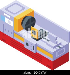 Industry lathe icon, isometric style Stock Vector
