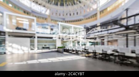 Big rental open space with wrapped computers, no workers Stock Photo