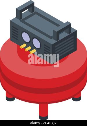 Round air compressor icon, isometric style Stock Vector