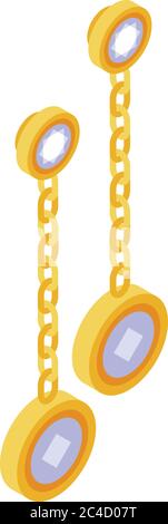Gem earrings icon, isometric style Stock Vector
