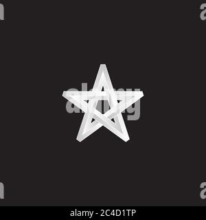 White 3D star on black background. Impossible star, prize symbol. Christmas decoration Stock Vector