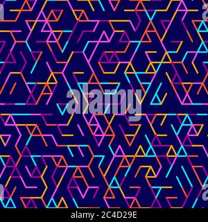 Abstract geometric background. Abstract technology pattern with colorful geometric shapes in tessellation. Linear abstract lattice, random coloring. V Stock Vector