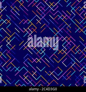 Abstract geometric background. Abstract technology pattern with colorful geometric shapes in tessellation. Linear abstract lattice, random coloring. V Stock Vector