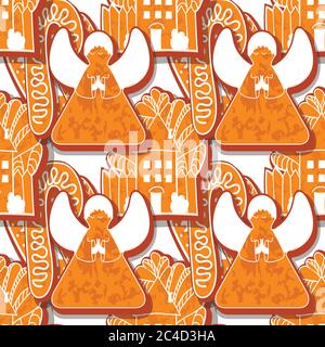 Seamless pattern. Christmas or New year. Vector illustration. Isolated men on a white background. Stock Vector