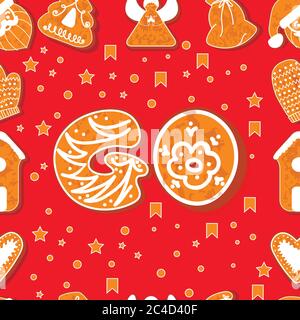 Seamless pattern gingerbread alphabet. Vector illustration. Alphabet textures. Go. Lettering. Stock Vector