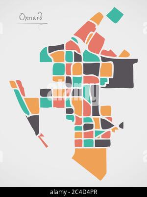 Modern City Map - Oxnard California city of the USA with neighborhoods ...