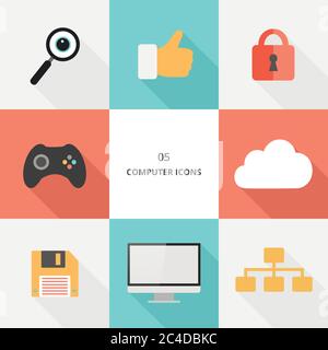 Set 05 - flat design computer icons, vector illustration Stock Vector