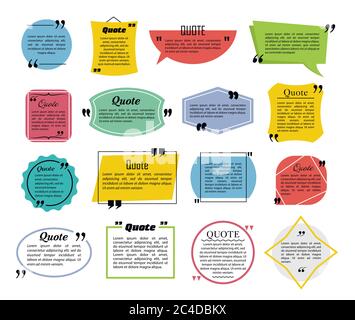 Quote speech bubbles, flat line design vector illustration Stock Vector