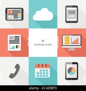Set 04 - flat design business icons, vector illustration Stock Vector