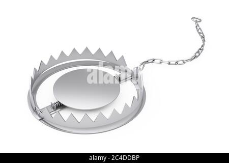 empty bear trap, 3D rendering isolated on white background Stock Photo ...