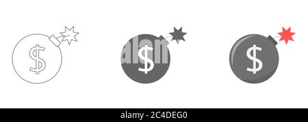 Bomb with dollar sign icons Stock Vector