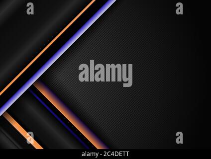 Abstract stripe diagonal geometric lines pattern blue and yellow on black background with space for your text. Vector illustration Stock Vector