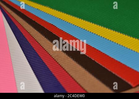 Sheets of colorful corrugated cardboard Stock Photo