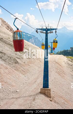 Cable car in the Dolomites (Cortina d'Ampezzo, Italy) Stock Photo