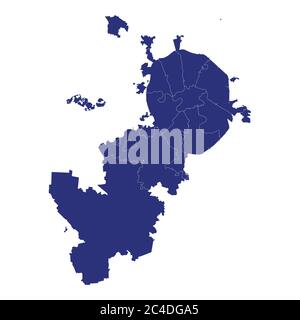 High Quality map of Moscow is a region of Russia with borders of the districts Stock Vector
