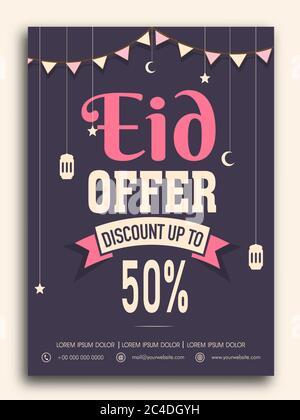 Eid offer banner,discount upto 50% sale, web background for business and marketing purpose, vector illustration Stock Vector