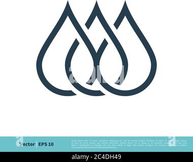 Drop Water Line Art Icon Vector Logo Template Illustration Design. Vector EPS 10. Stock Vector