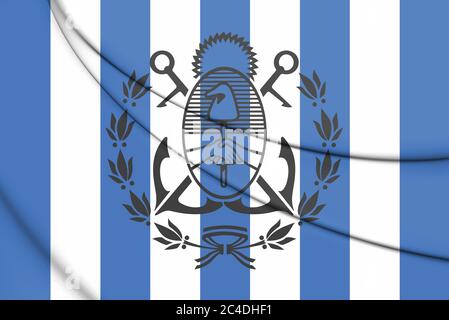 3D Flag of Mar del Plata (Buenos Aires Province), Argentina. 3D Illustration. Stock Photo