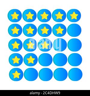 Rating golden stars in 3d style. Full and half star quality rank service symbol. Isolated on white background. Stock Vector