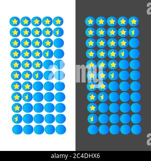 Rating golden stars in 3d style. Full and half star quality rank service symbol. Isolated on white background. Stock Vector