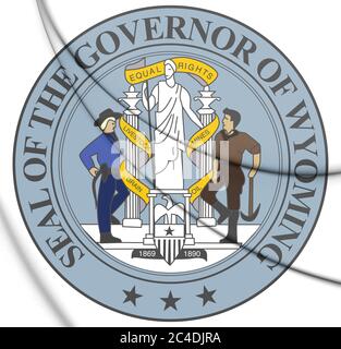 3D Governor of Wyoming Seal, USA. 3D Illustration. Stock Photo