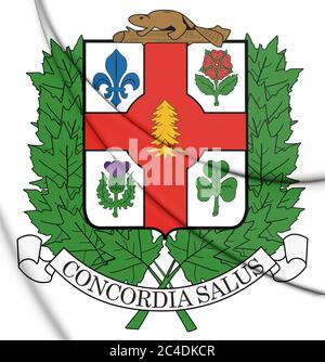 3D Montreal coat of arms, Canada. 3D Illustration.