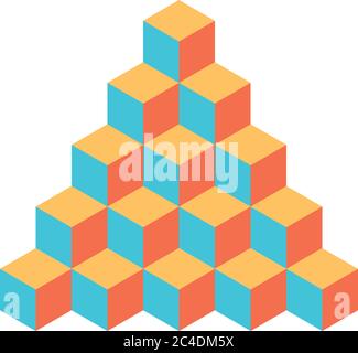 Pyramid of cubes. 3D vector illustration isolated on white background. Stock Vector