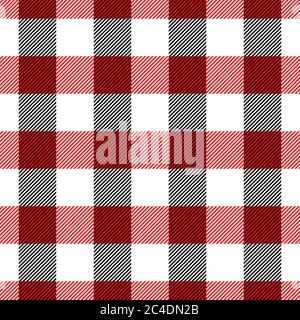Lumberjack plaid pattern in red and black. Seamless vector pattern. Simple vintage textile design. Stock Vector