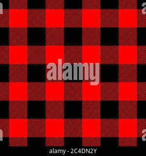 Lumberjack plaid pattern in red and black. Seamless vector pattern. Simple vintage textile design. Stock Vector