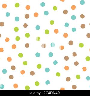 Scattered colorful brush dots. Seamless background pattern. Abstract vector wallpaper. Stock Vector